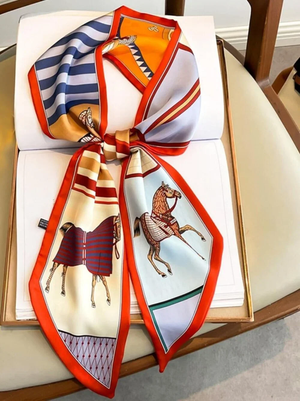 Women's Steed Orange Red Edge Elegant Oblique Angle Scarves Bag Scarfs